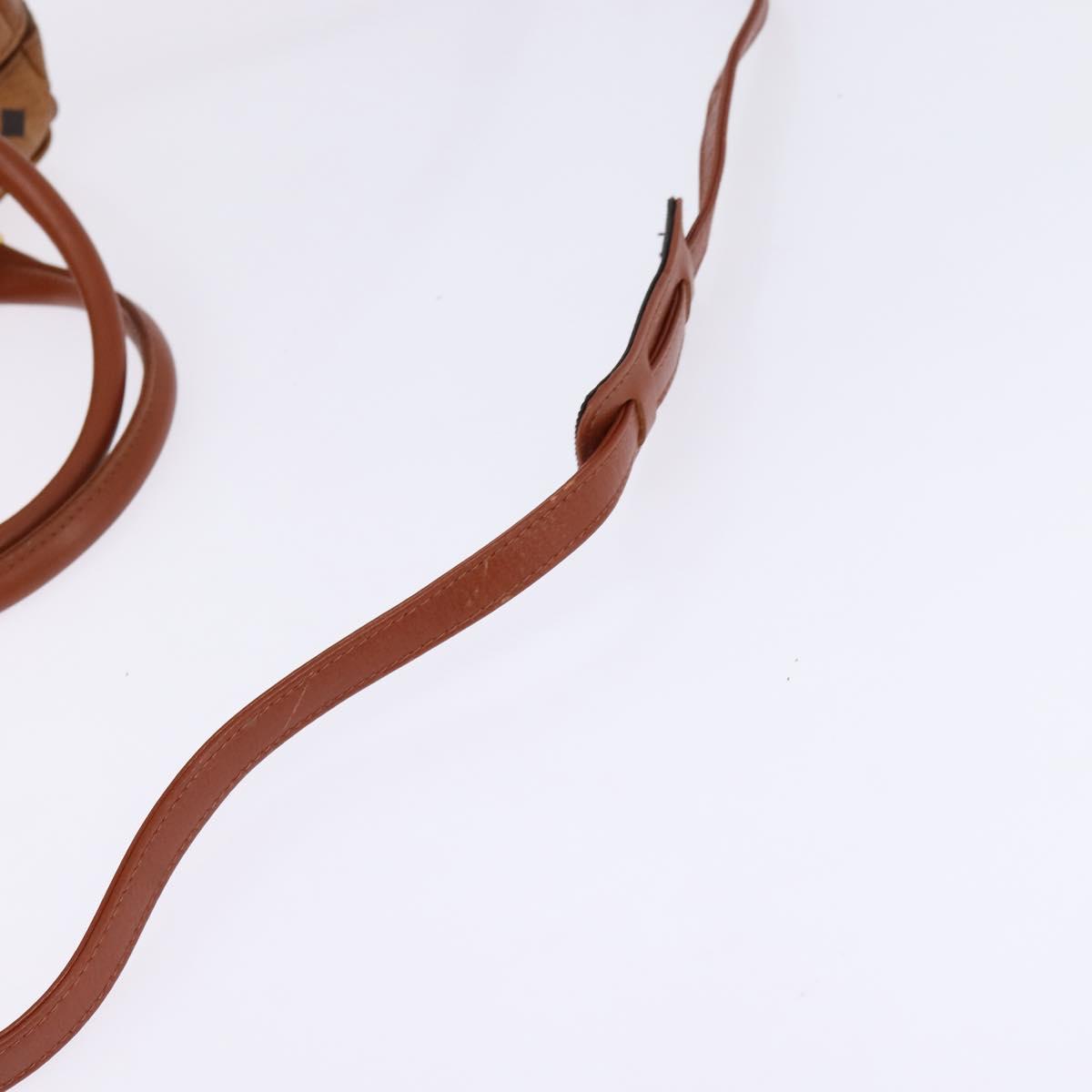 MCM Logogram Vicetos Boston Bag PVC 2way Brown Gold Auth 148233