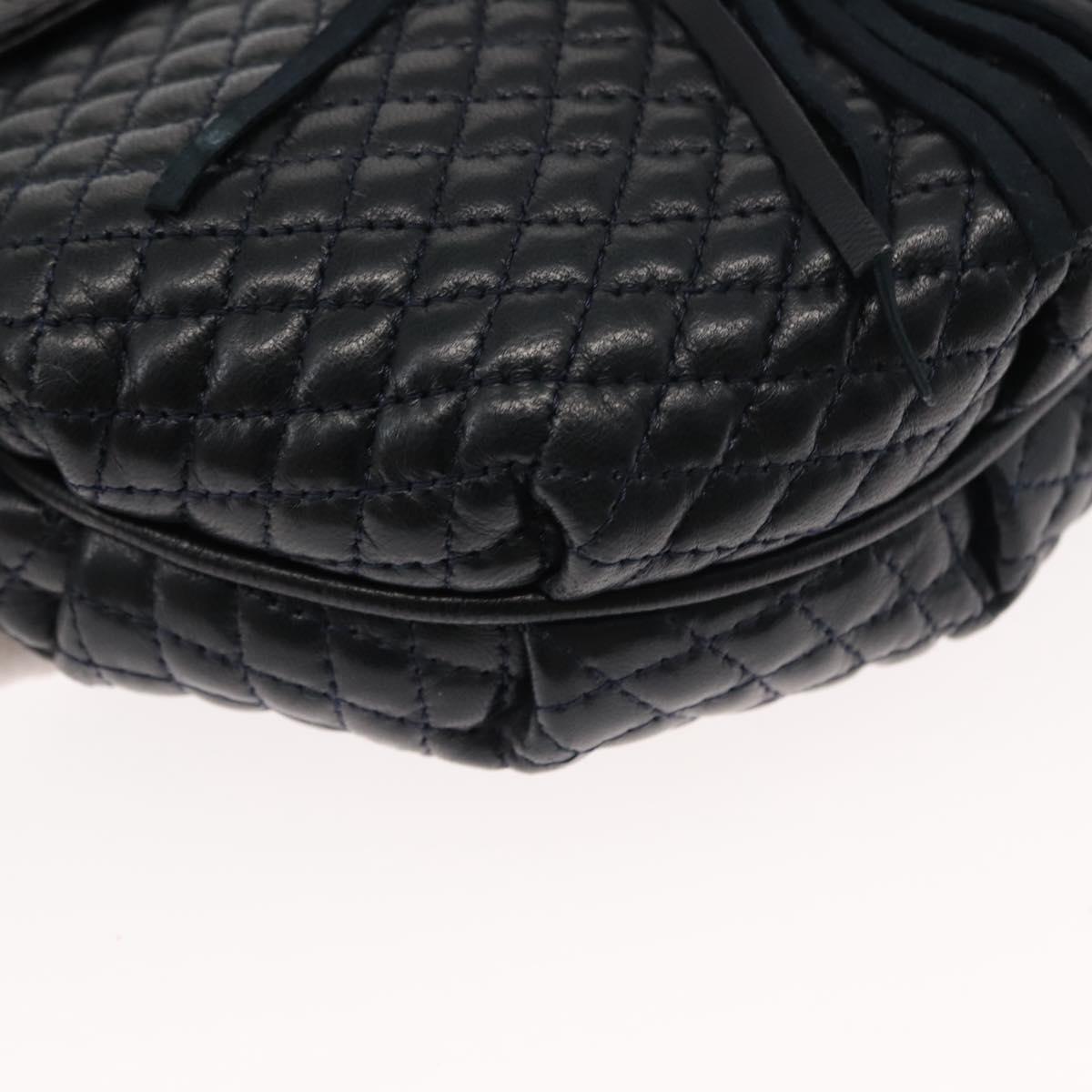 BALLY Chain Shoulder Bag Leather Navy Gold Auth 148234