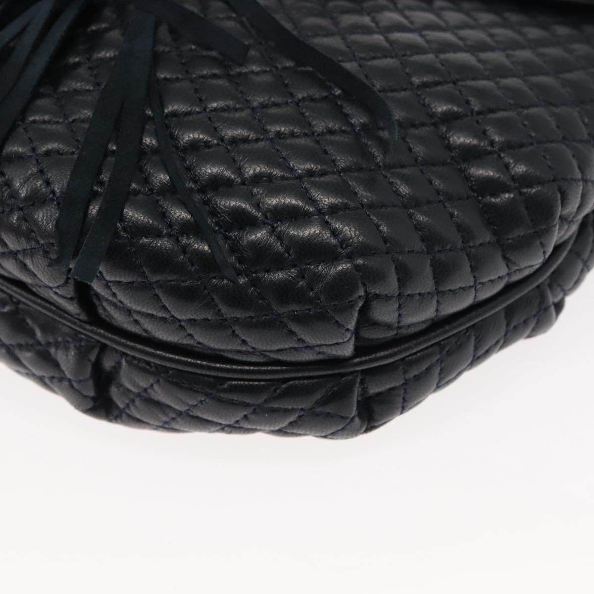 BALLY Chain Shoulder Bag Leather Navy Gold Auth 148234