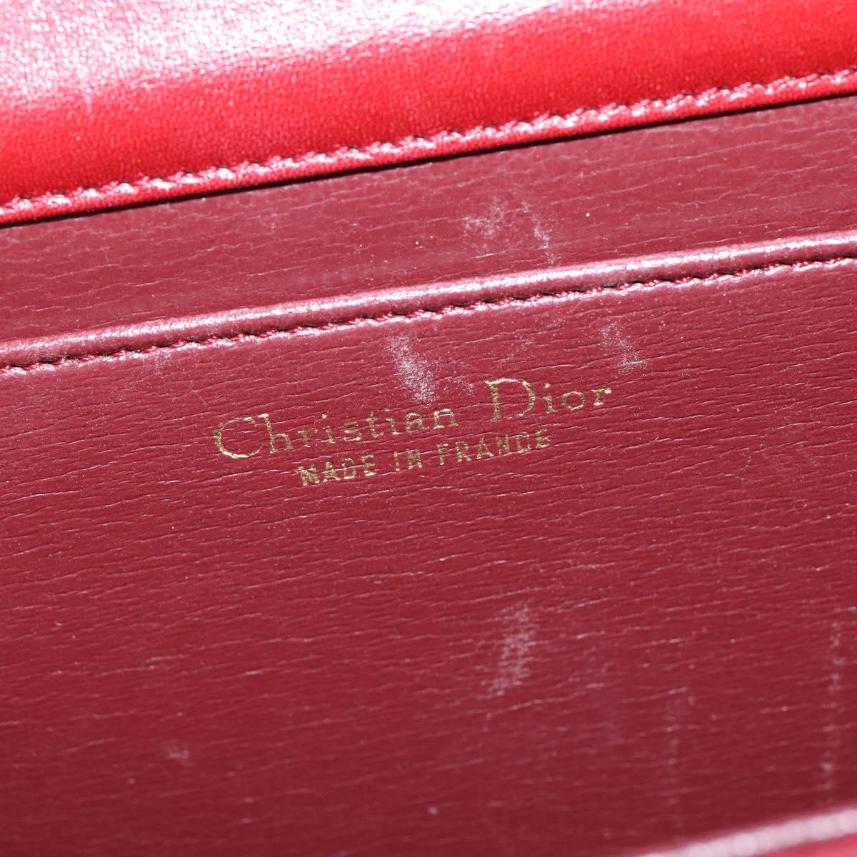 Christian Dior Hand Bag Leather Gold Red Auth 148235