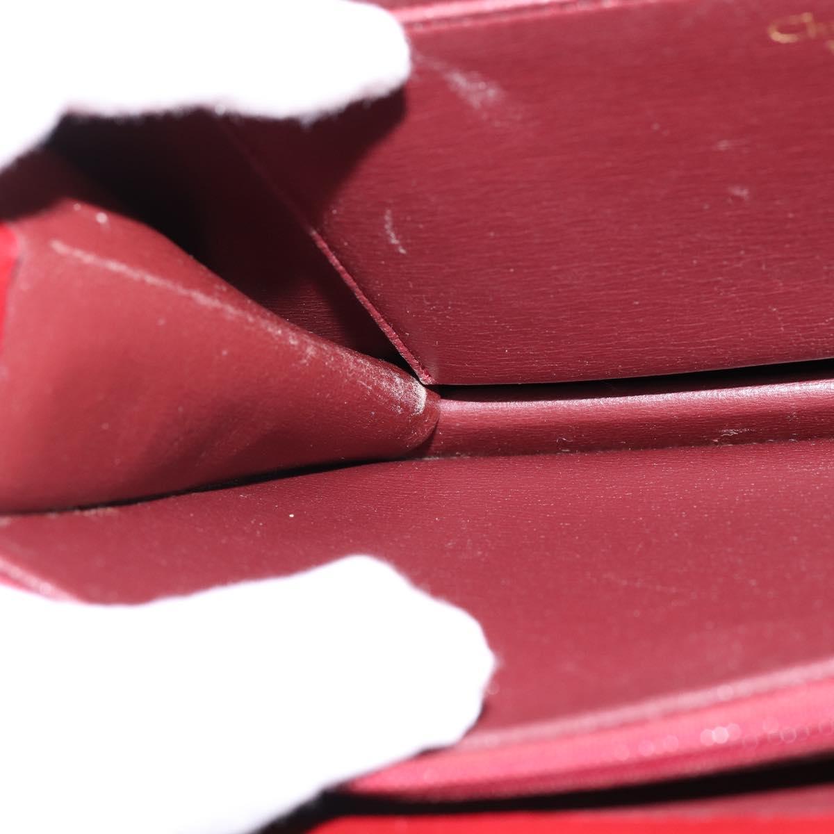 Christian Dior Hand Bag Leather Gold Red Auth 148235