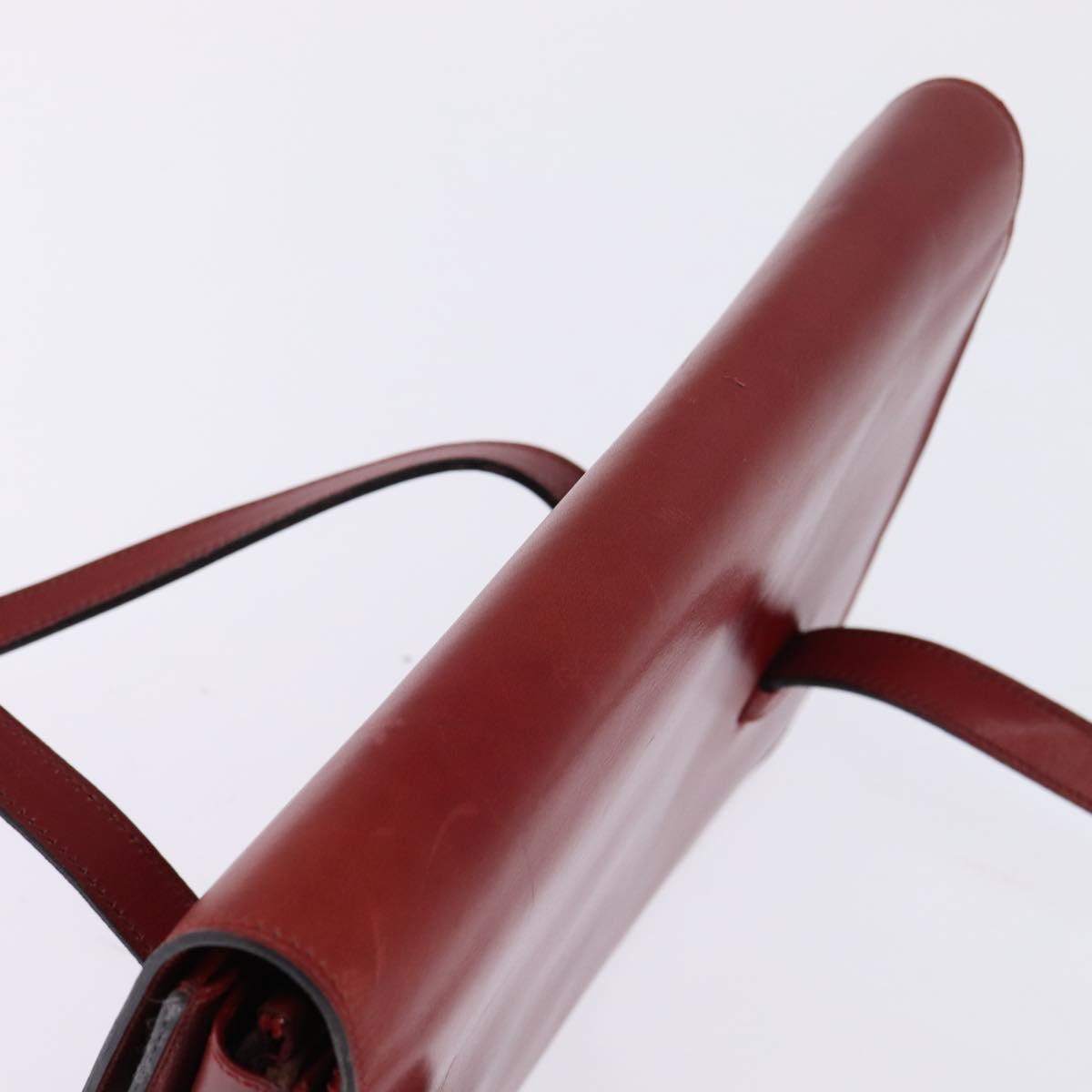 Christian Dior Hand Bag Leather Gold Red Auth 148235