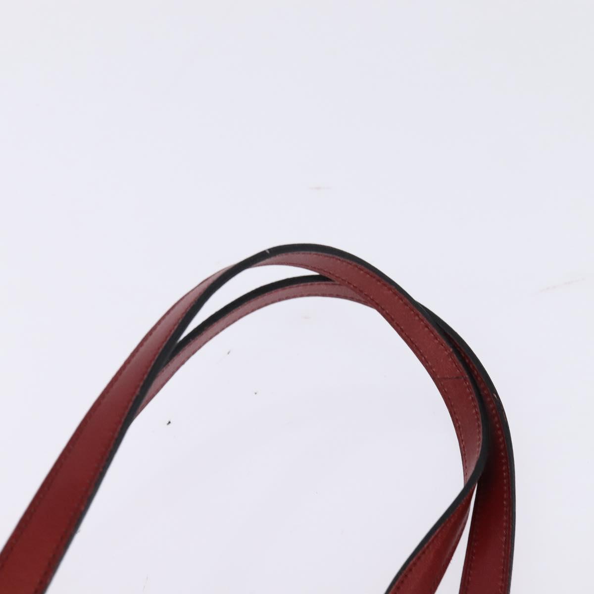 Christian Dior Hand Bag Leather Gold Red Auth 148235