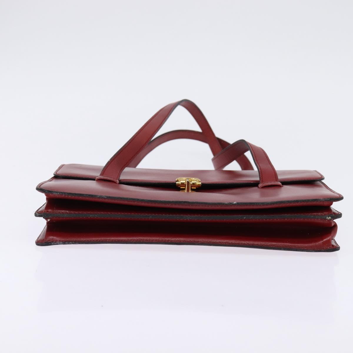 Christian Dior Hand Bag Leather Gold Red Auth 148235