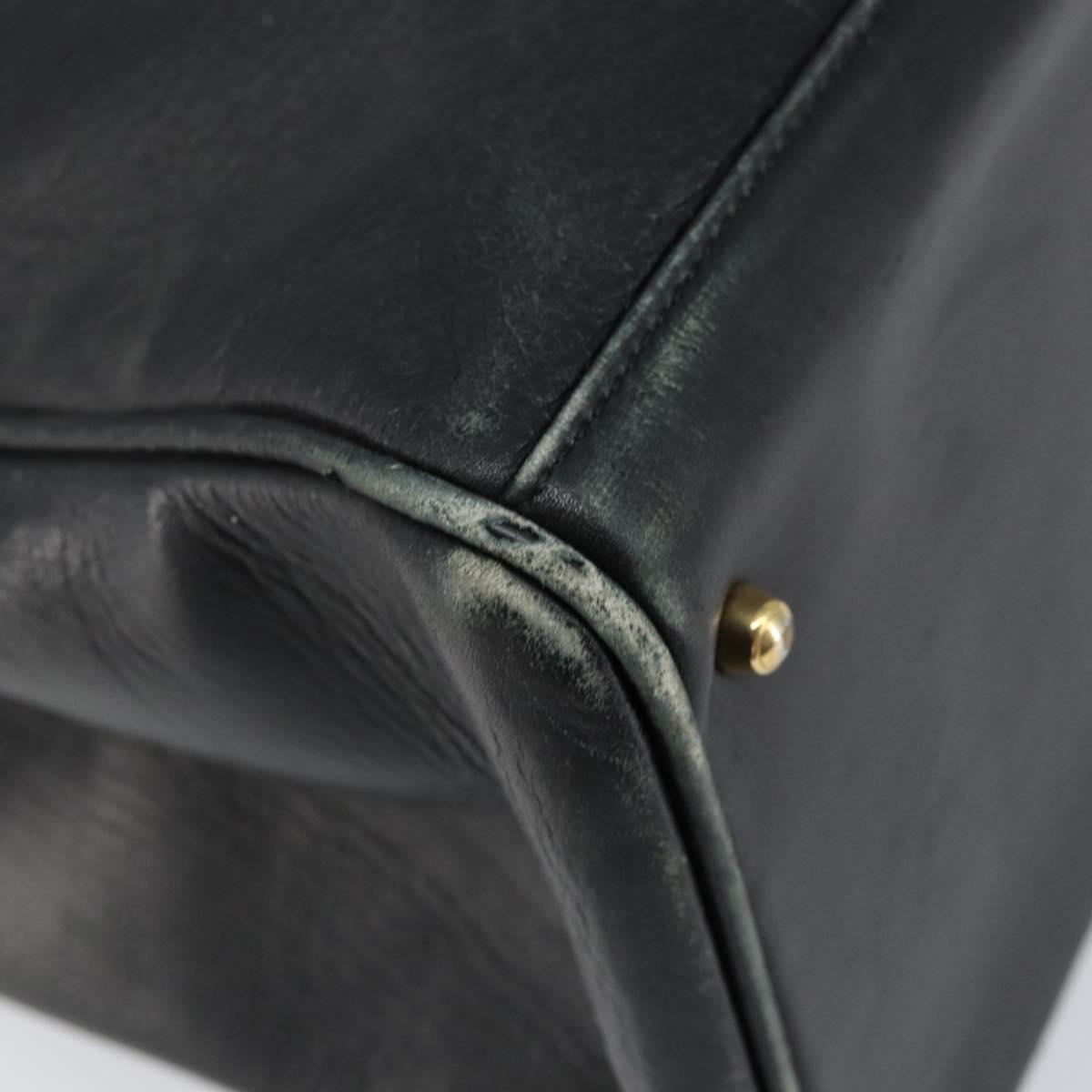 GUCCI Bamboo Hand Bag Leather Black Gold 002 2855 0322 0 Auth 148238