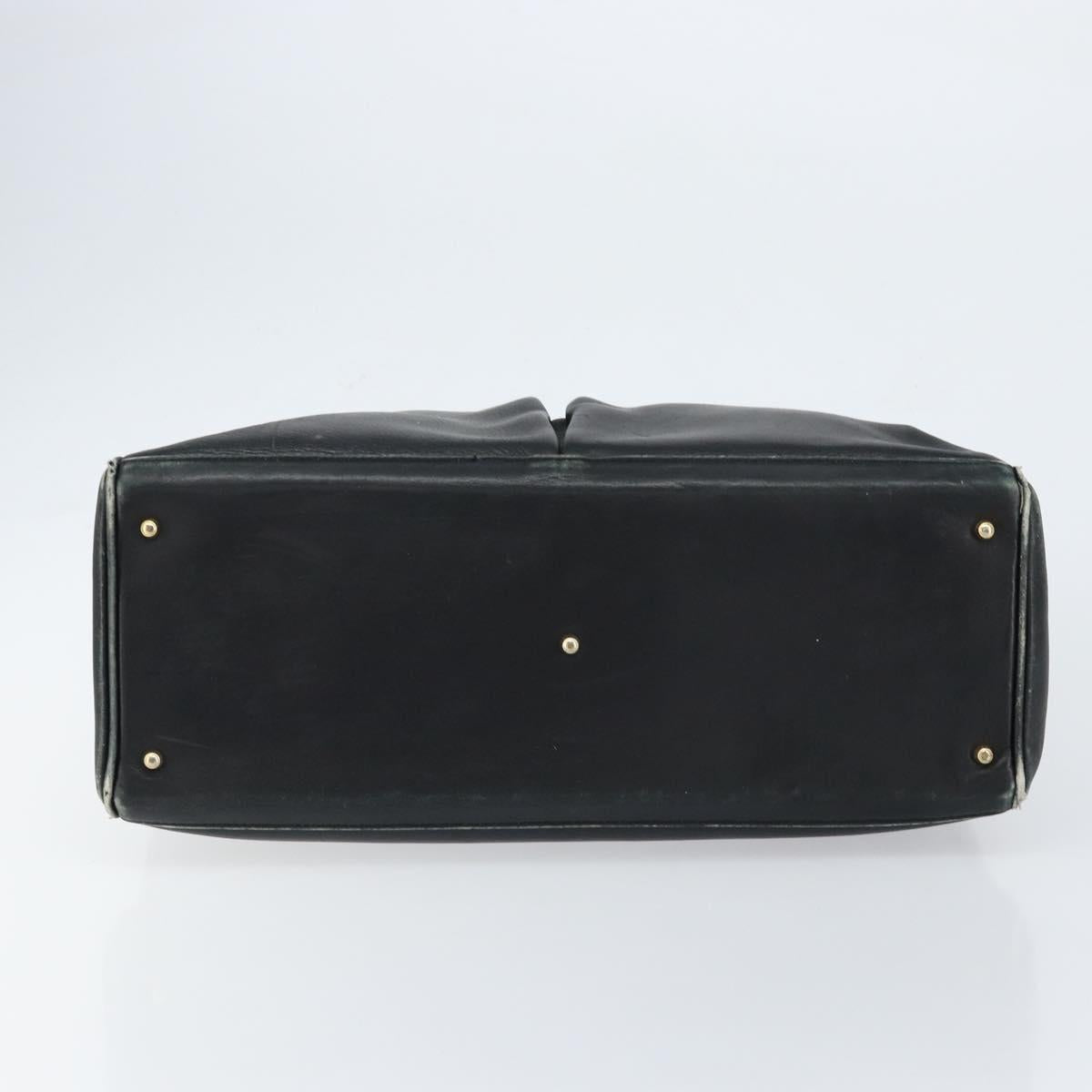 GUCCI Bamboo Hand Bag Leather Black Gold 002 2855 0322 0 Auth 148238