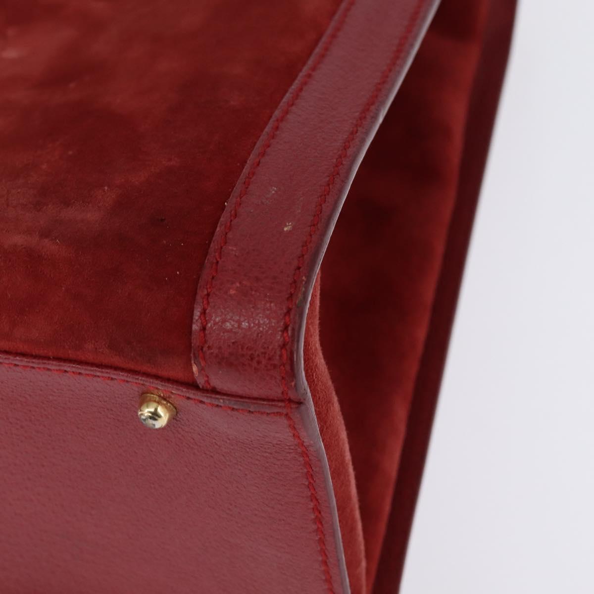 GUCCI Bamboo Hand Bag Leather Suede Red Gold 002 0260 2615 Auth 148239