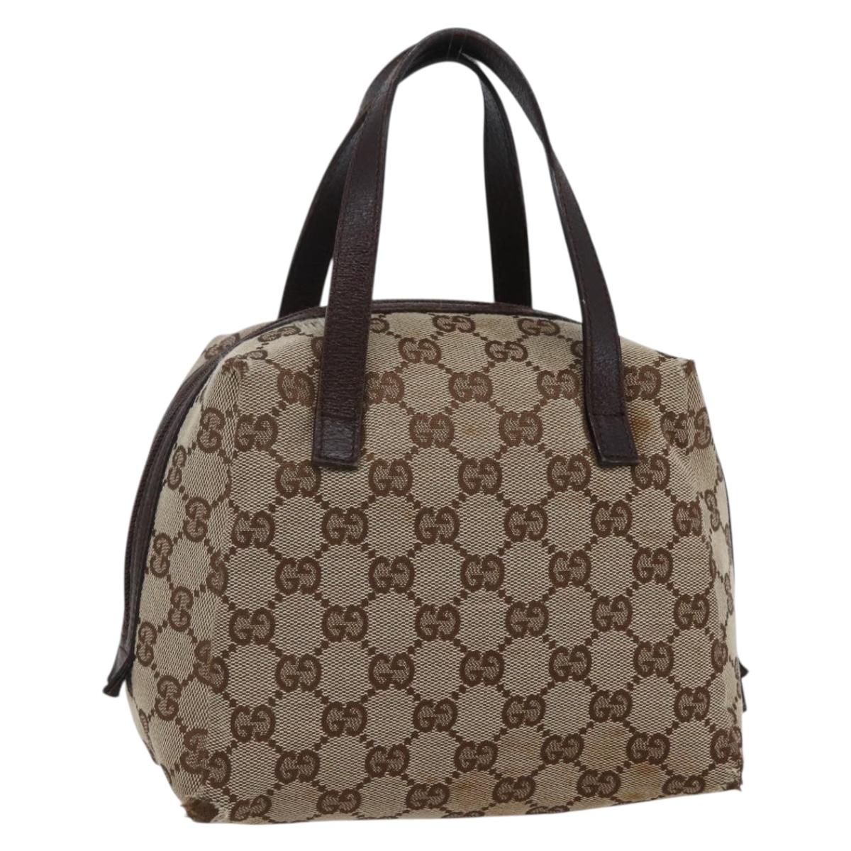 GUCCI GG Canvas Hand Bag Beige 124542 Auth 148241
