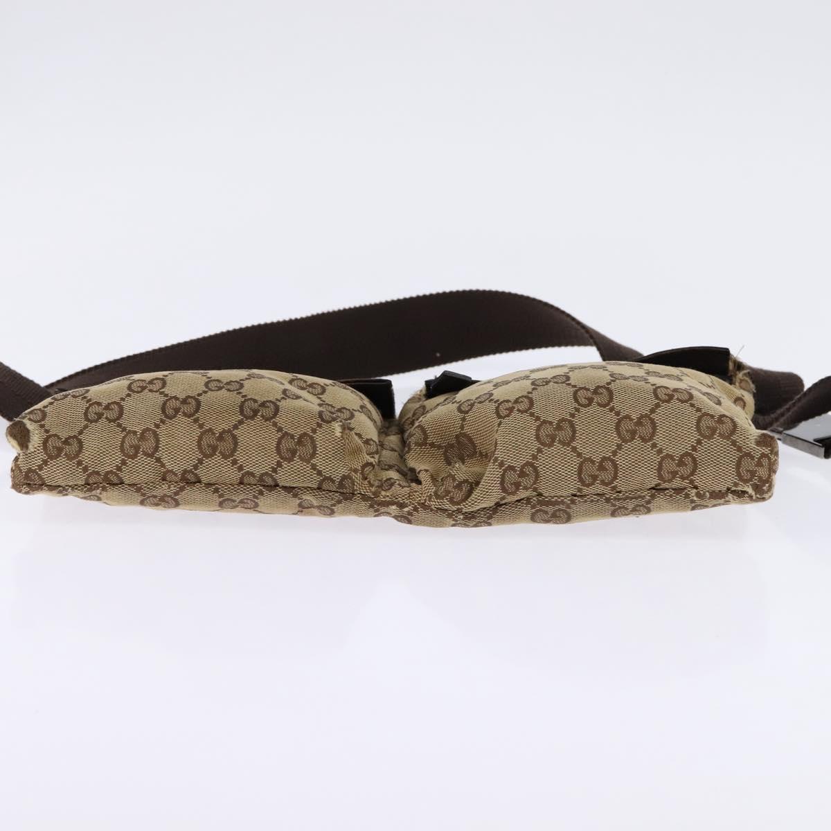 GUCCI GG Canvas Waist bag Beige Silver 28566 Auth 148242