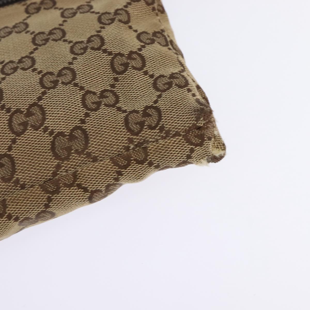 GUCCI GG Canvas Waist bag Beige Silver 28566 Auth 148242