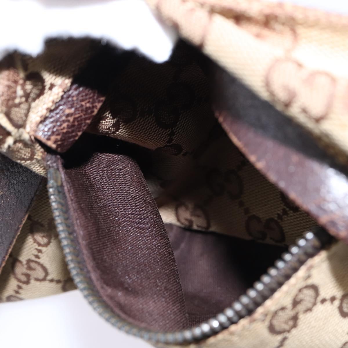 GUCCI GG Canvas Waist bag Beige Silver 28566 Auth 148242