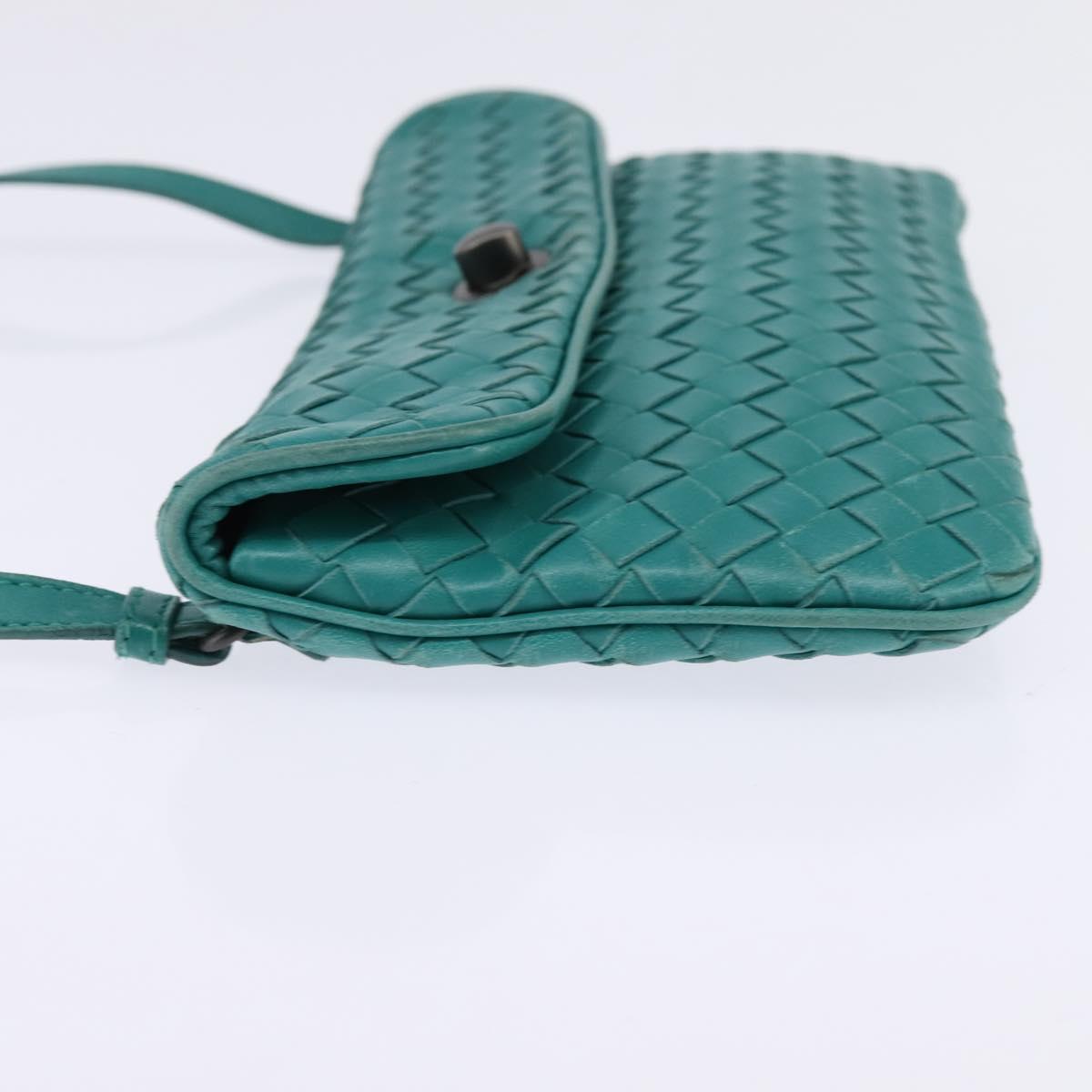 BOTTEGA VENETA INTRECCIATO Bag Leather Turquoise Blue 255549 Auth 148243