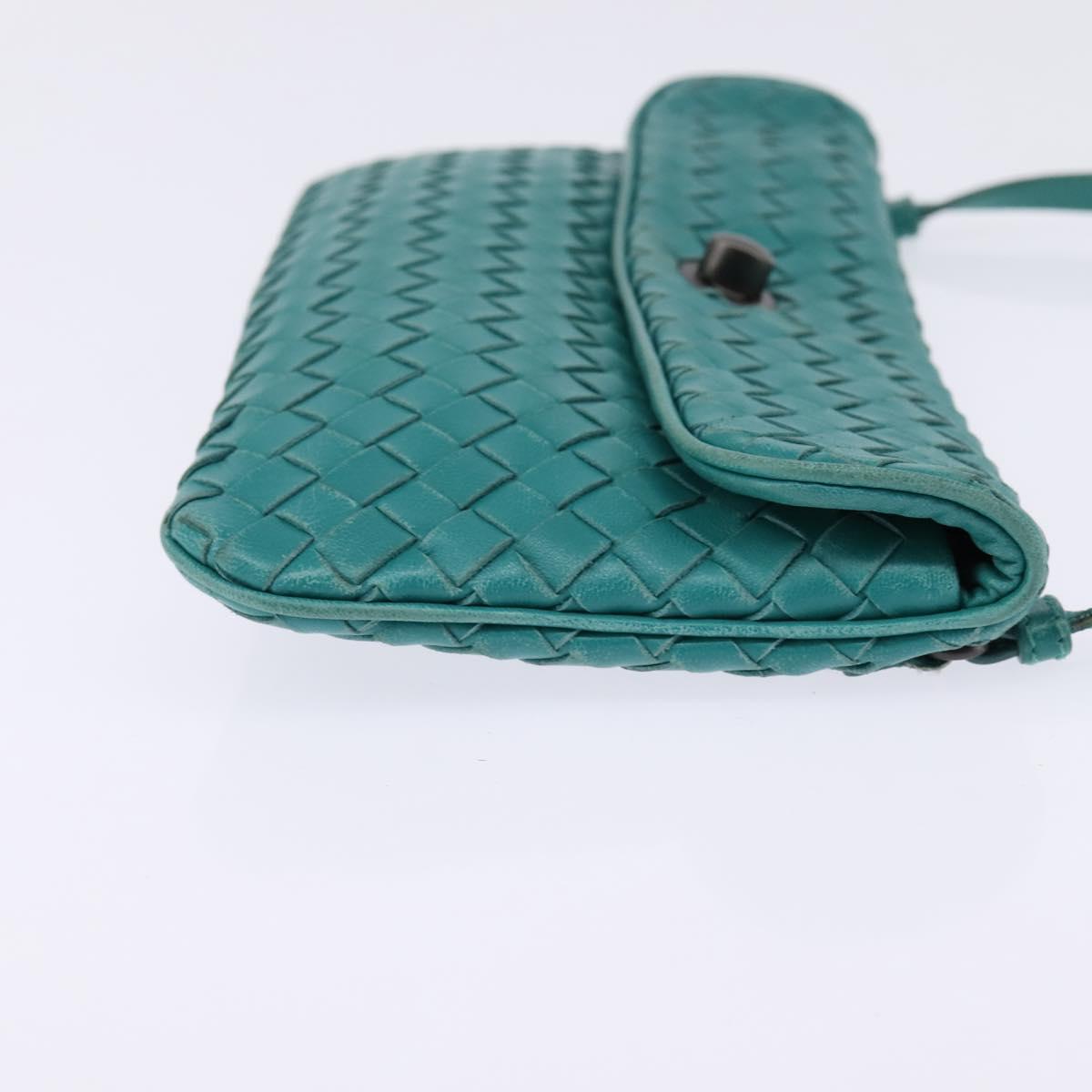 BOTTEGA VENETA INTRECCIATO Bag Leather Turquoise Blue 255549 Auth 148243