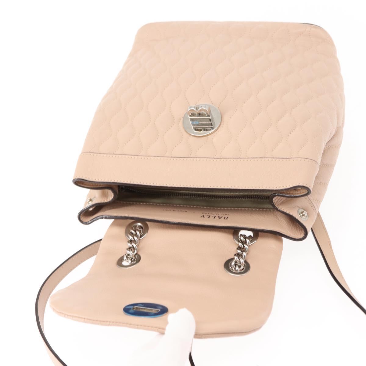 BALLY Backpack Leather Pink Silver Auth 148244