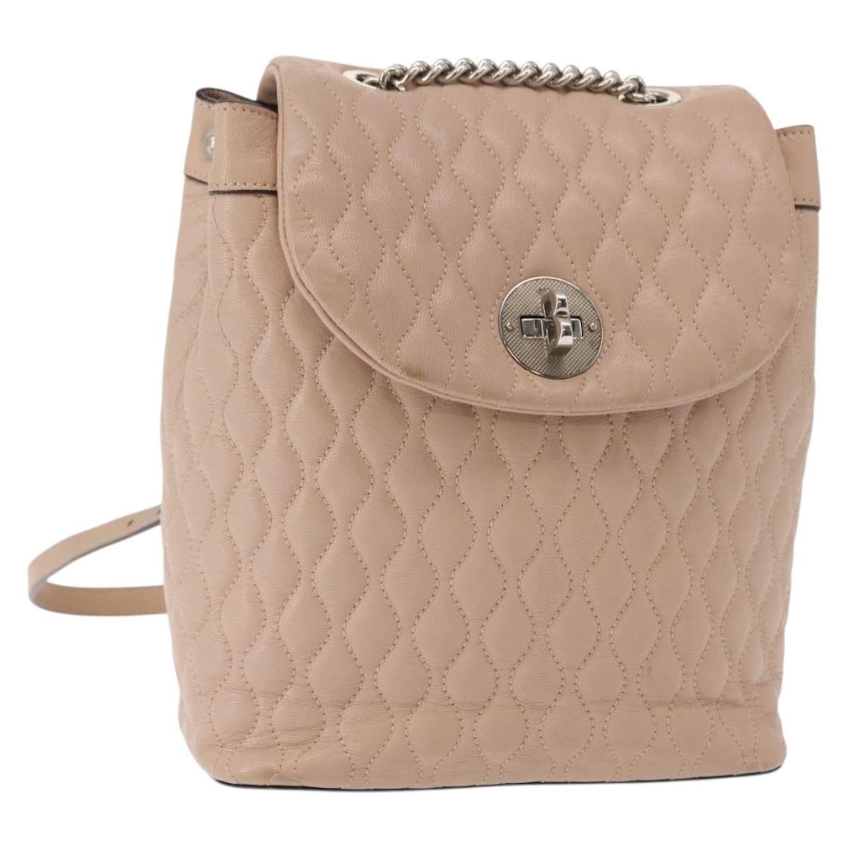 BALLY Backpack Leather Pink Silver Auth 148244