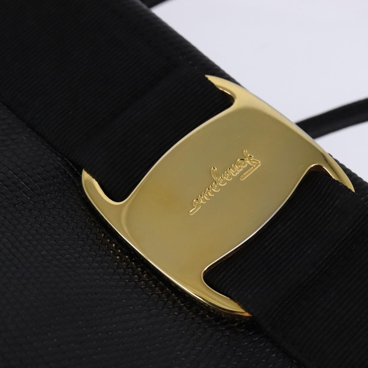 Salvatore Ferragamo Vala Shoulder Bag Leather Black Gold Auth 148245