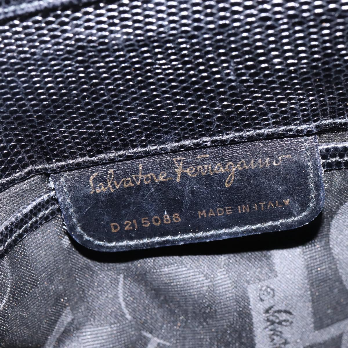 Salvatore Ferragamo Vala Shoulder Bag Leather Black Gold Auth 148245