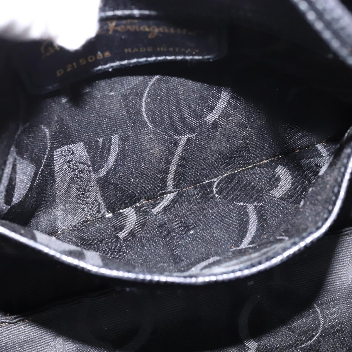 Salvatore Ferragamo Vala Shoulder Bag Leather Black Gold Auth 148245