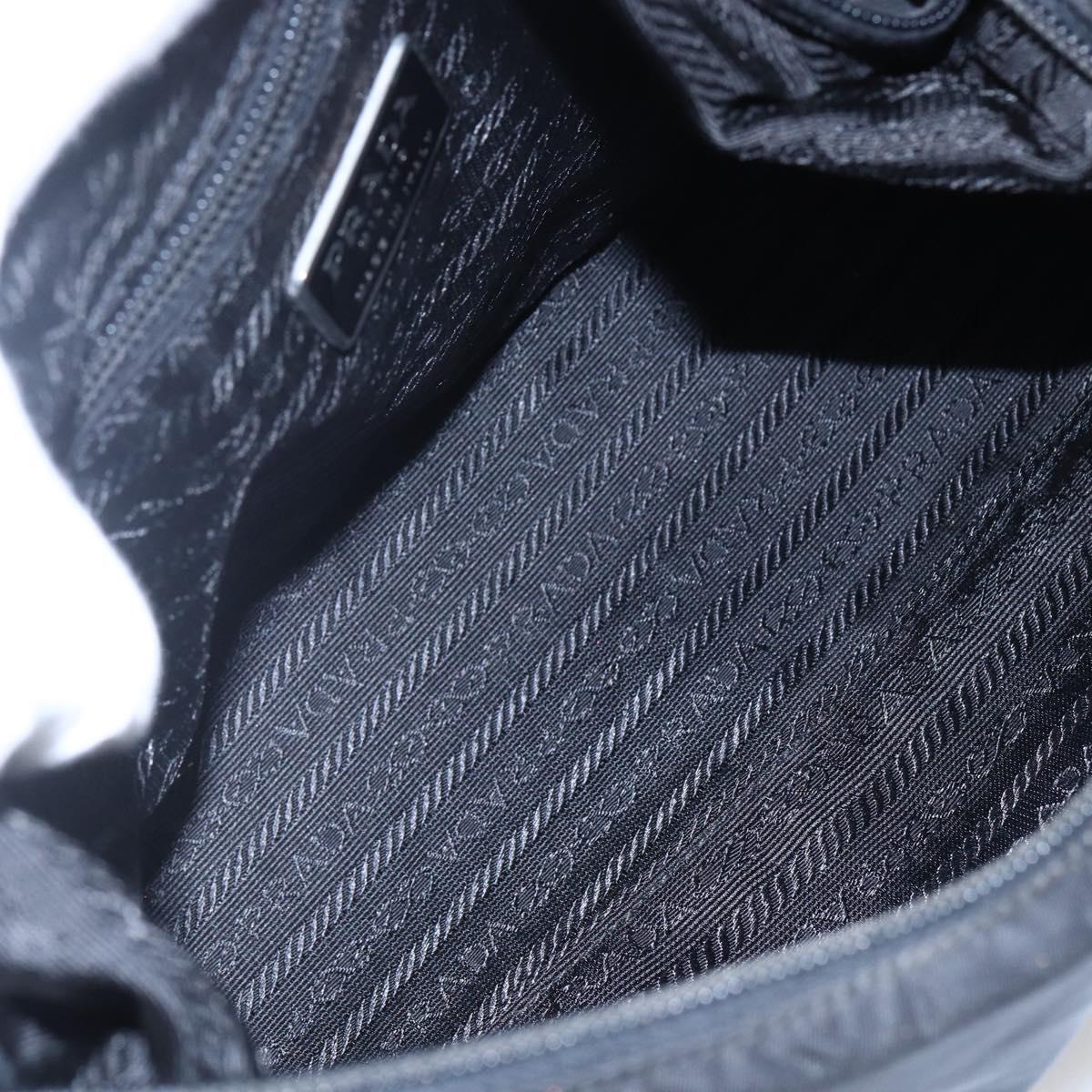 PRADA Shoulder Bag Nylon Black Silver Auth 148246