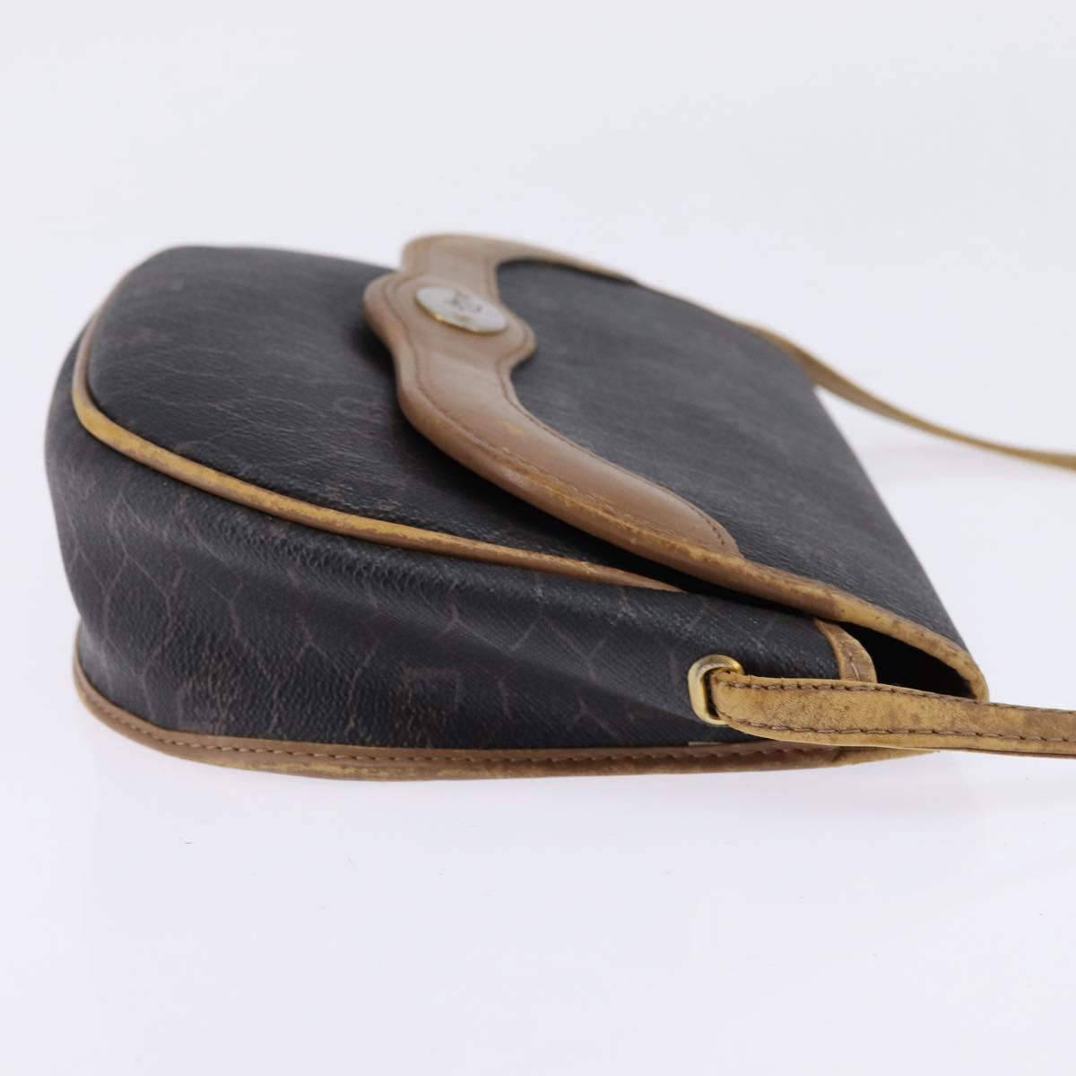 Christian Dior Honeycomb Canvas Shoulder Bag PVC Black Auth 148247