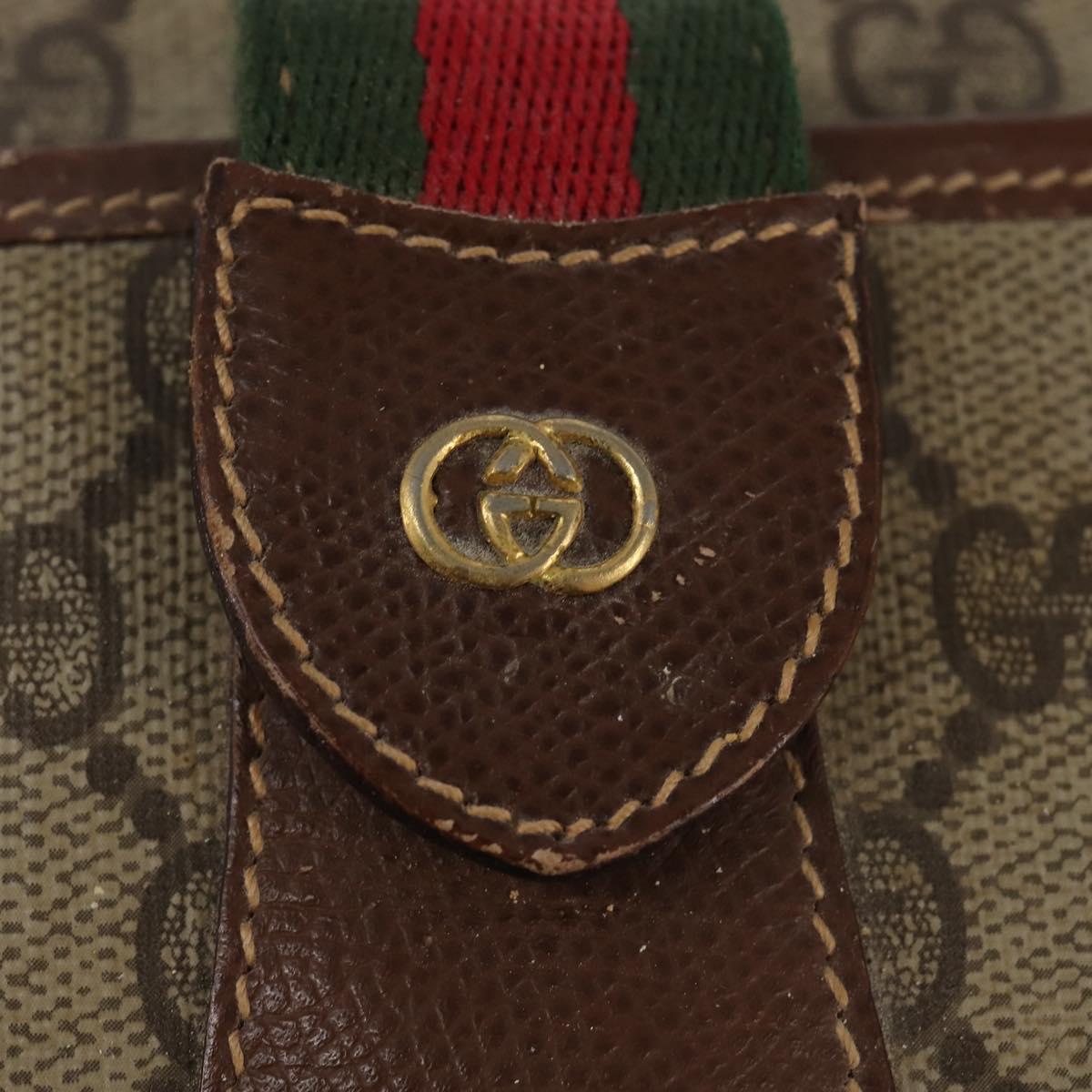 GUCCI GG Supreme Web Sherry Line Bag PVC Beige 001 754 6177 4021 Auth 148251