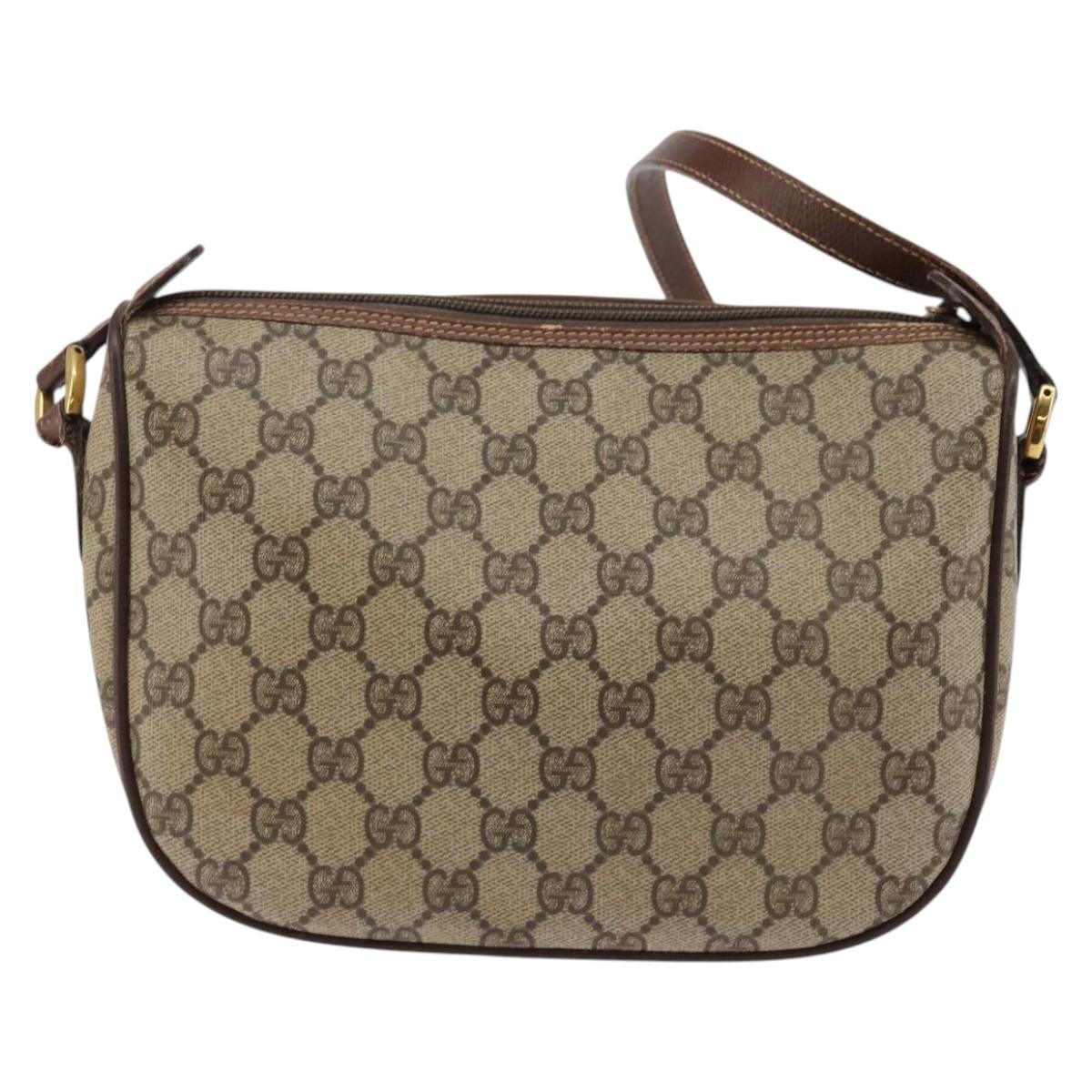 GUCCI GG Supreme Web Sherry Line Bag PVC Beige 001 754 6177 4021 Auth 148251