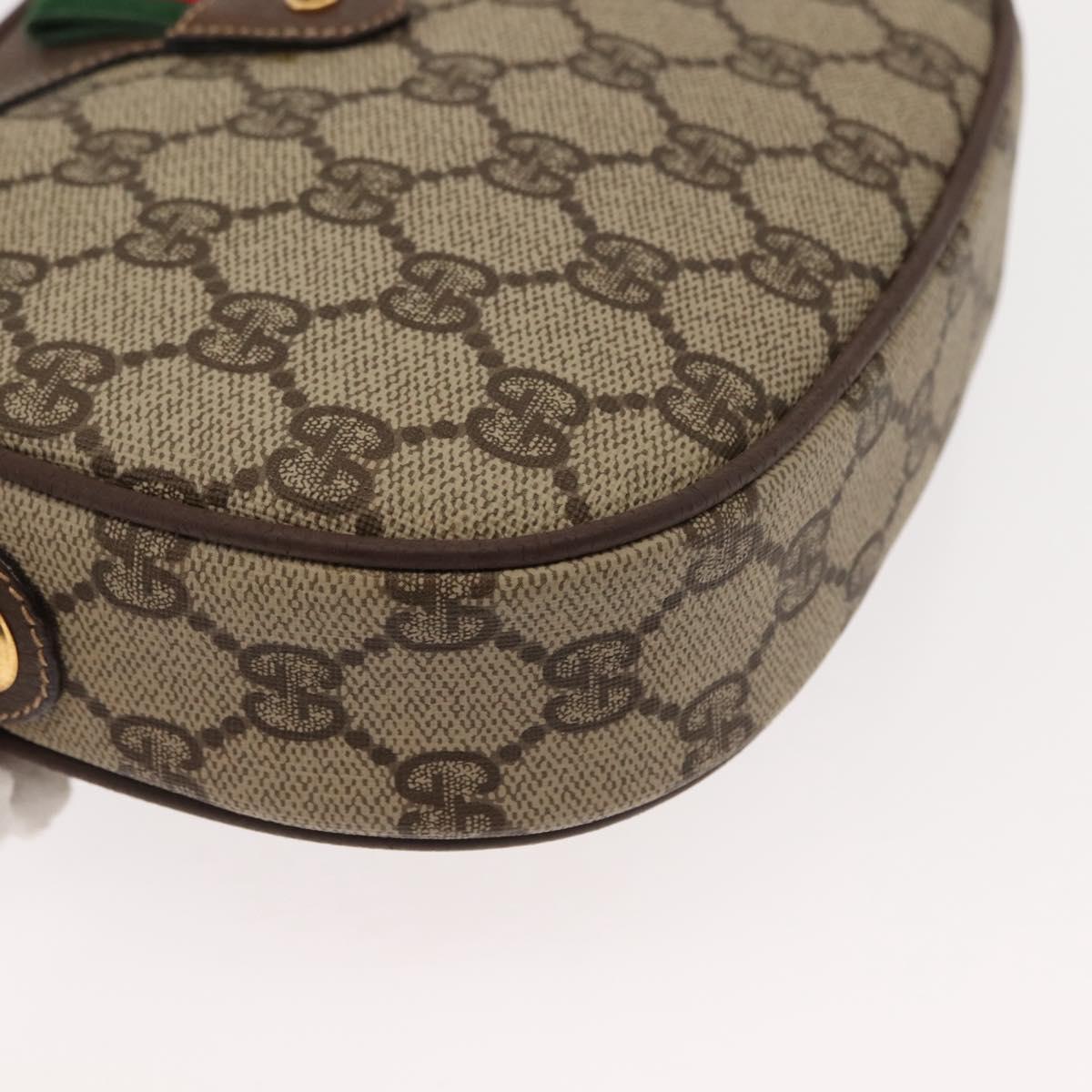 GUCCI GG Supreme Web Sherry Line Bag PVC Beige 007 58 6112 4023 Auth 148252