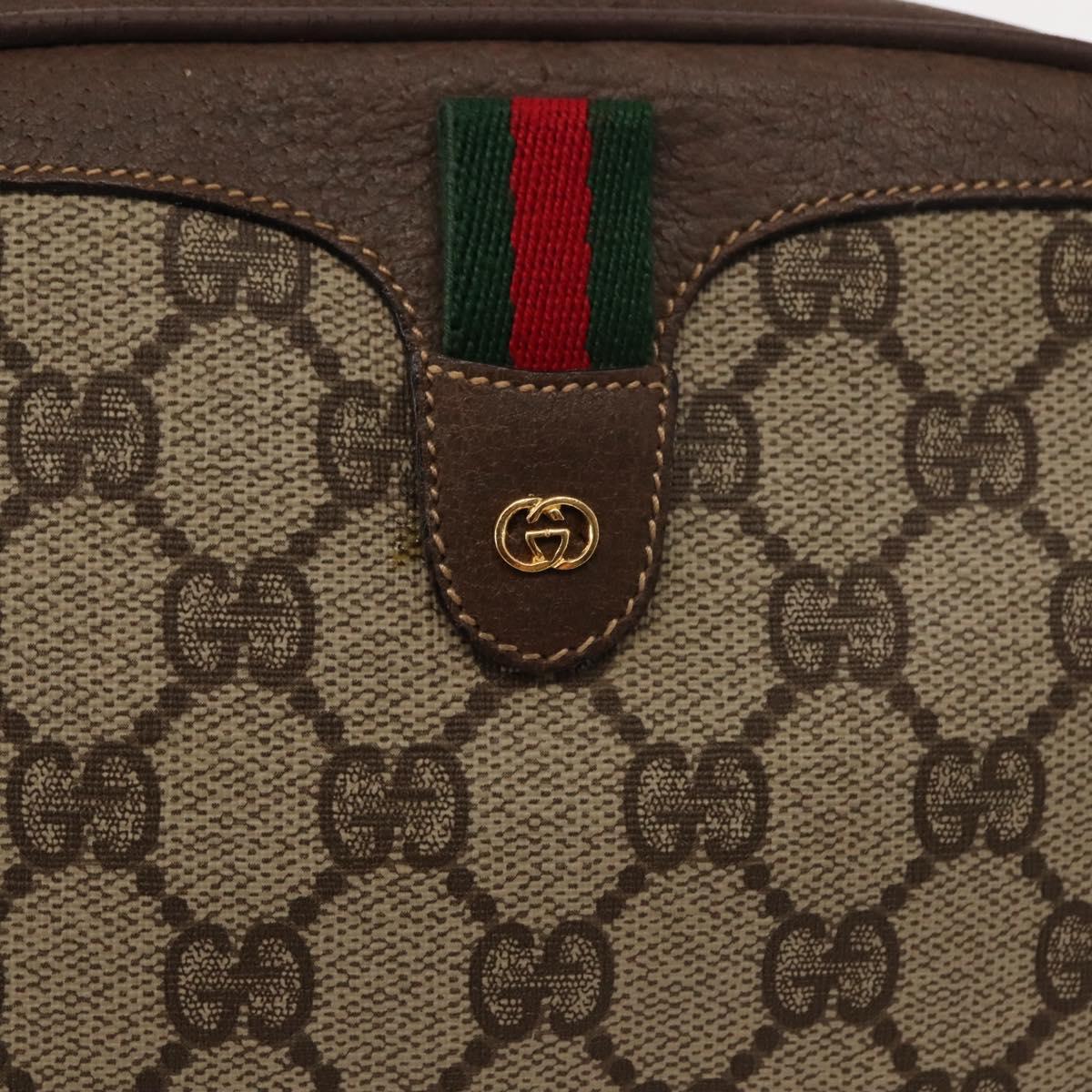 GUCCI GG Supreme Web Sherry Line Bag PVC Beige 007 58 6112 4023 Auth 148252