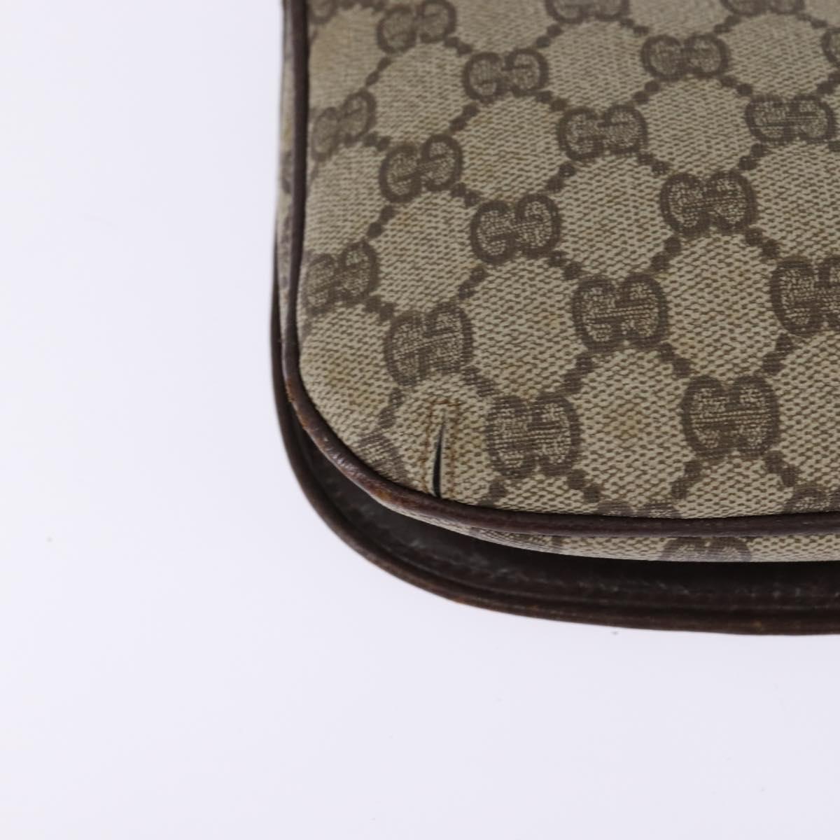 GUCCI GG Supreme Clutch Bag PVC Beige Gold Auth 148253