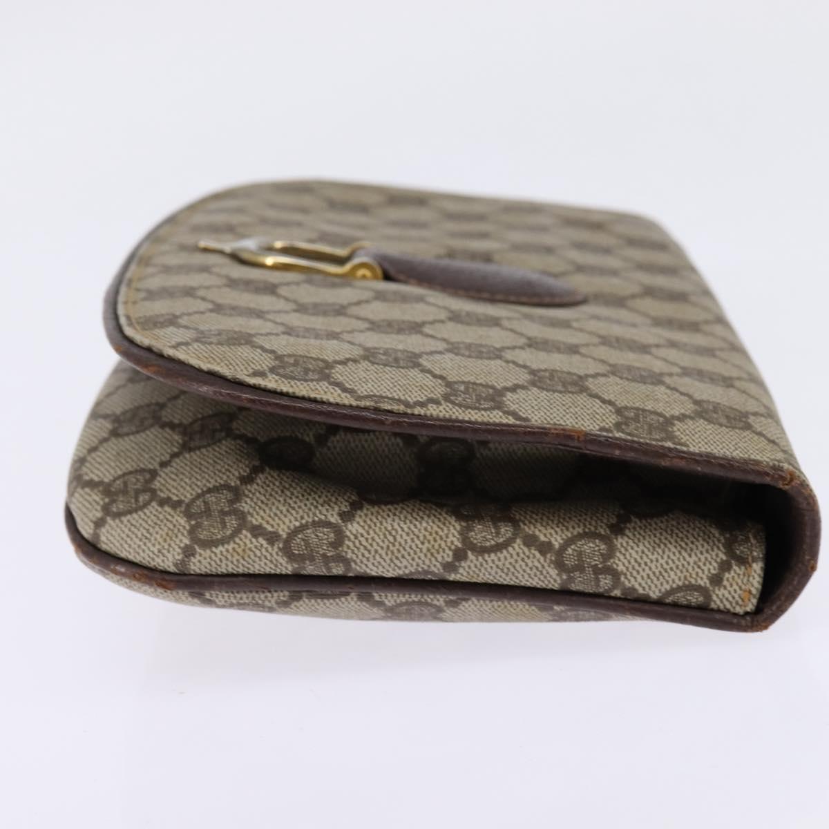 GUCCI GG Supreme Clutch Bag PVC Beige Gold Auth 148253
