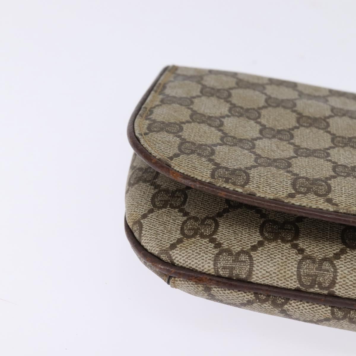 GUCCI GG Supreme Clutch Bag PVC Beige Gold Auth 148253