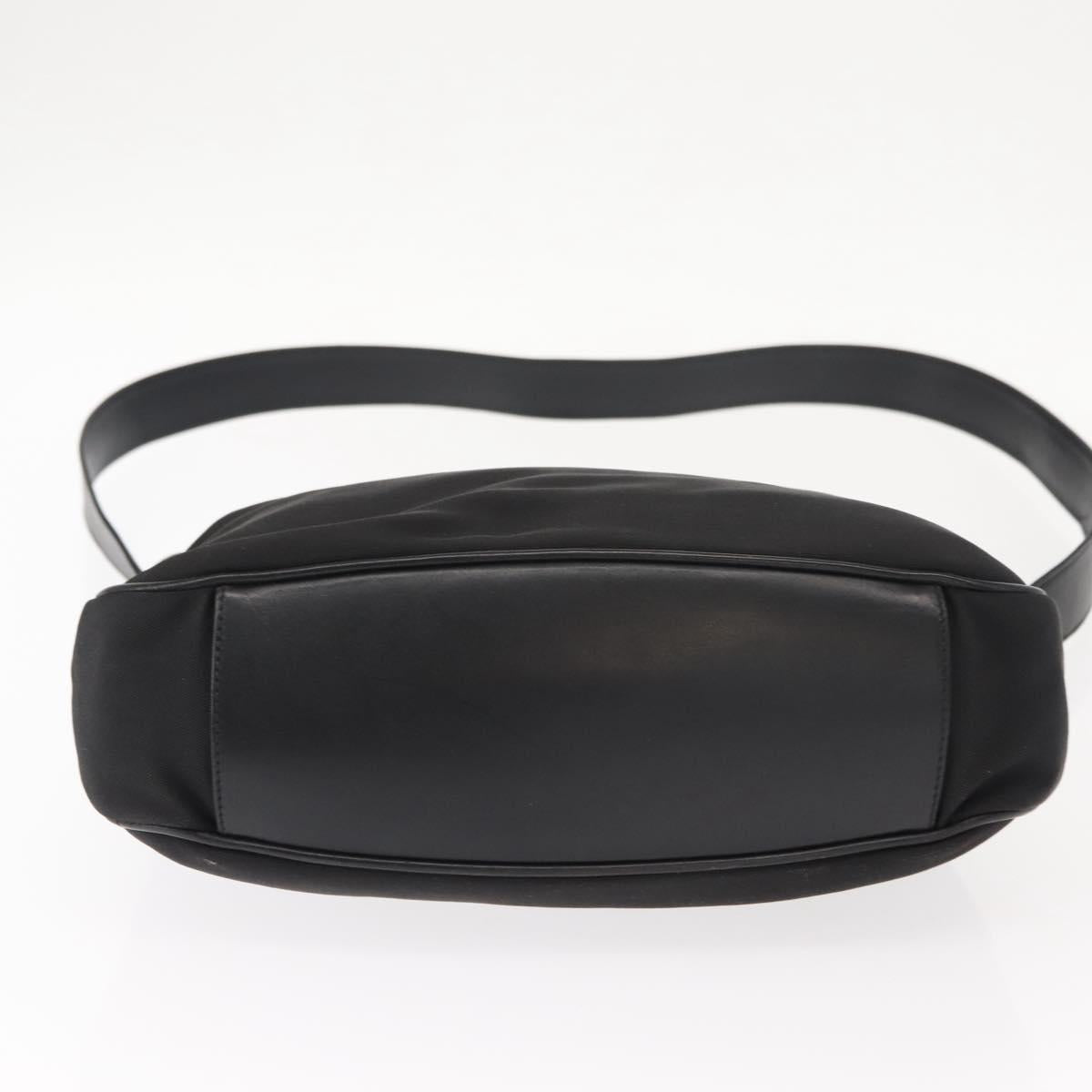 GUCCI Bamboo Shoulder Bag Nylon 2way Black Silver 001 1638 1705 Auth 148258