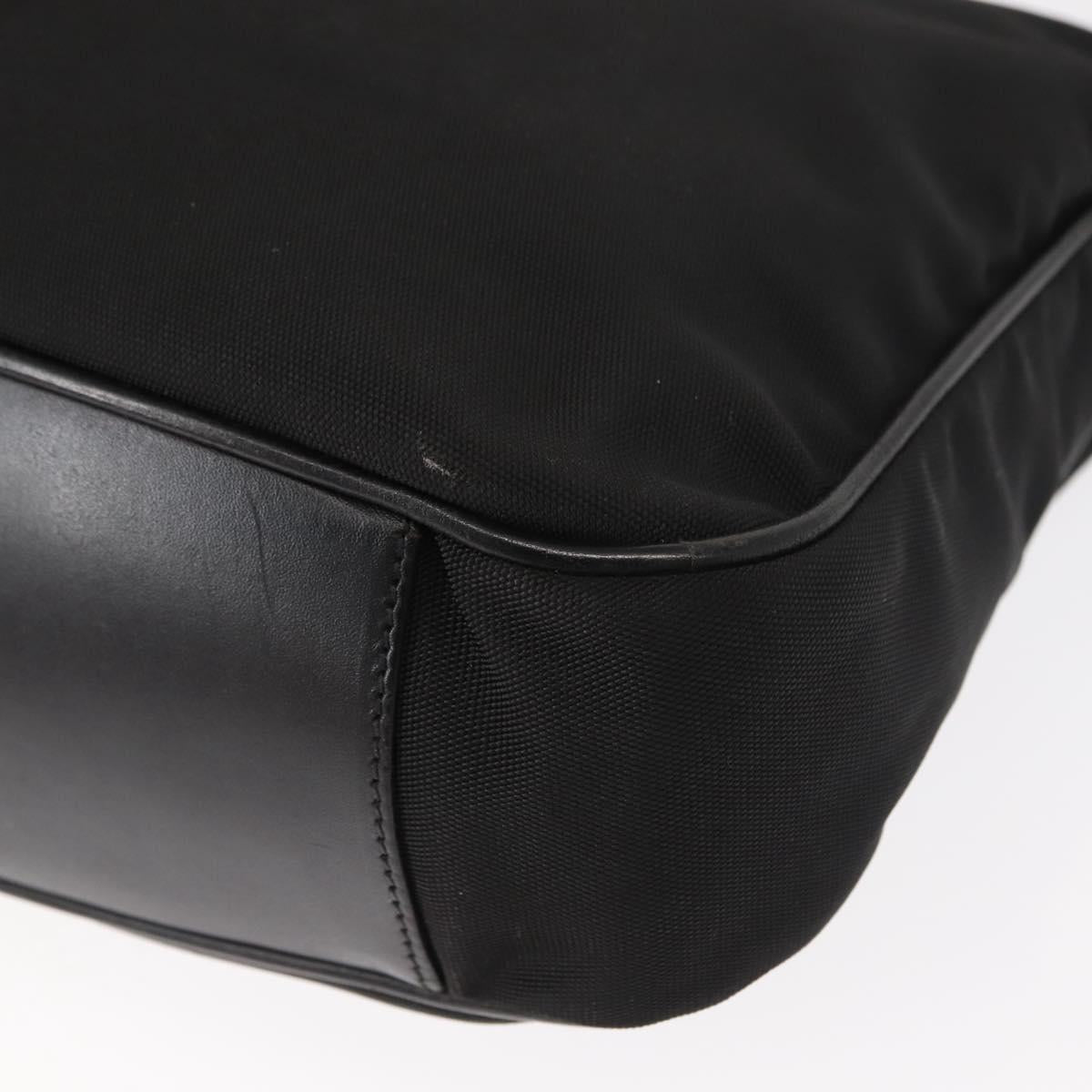 GUCCI Bamboo Shoulder Bag Nylon 2way Black Silver 001 1638 1705 Auth 148258