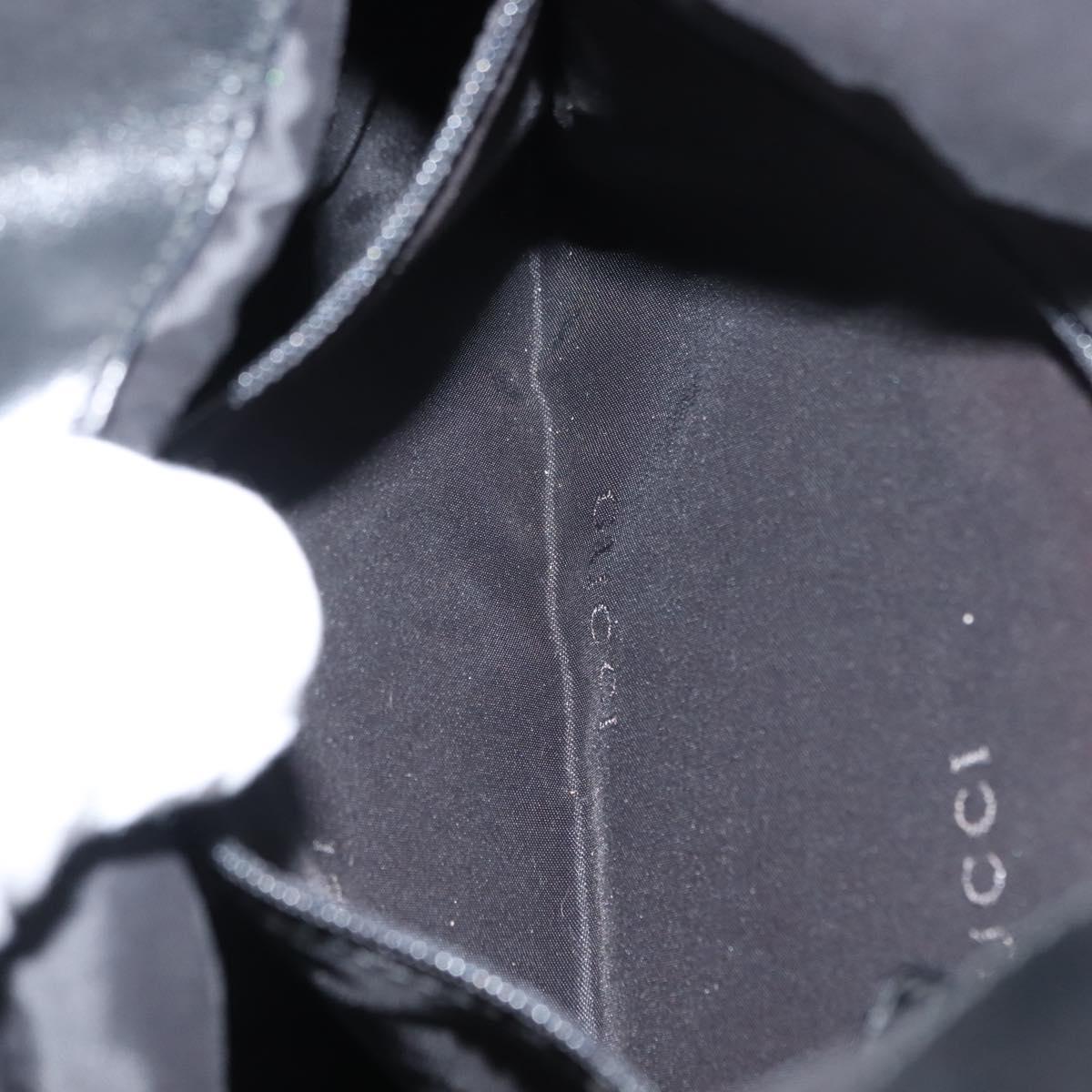 GUCCI Bamboo Shoulder Bag Nylon 2way Black Silver 001 1638 1705 Auth 148258