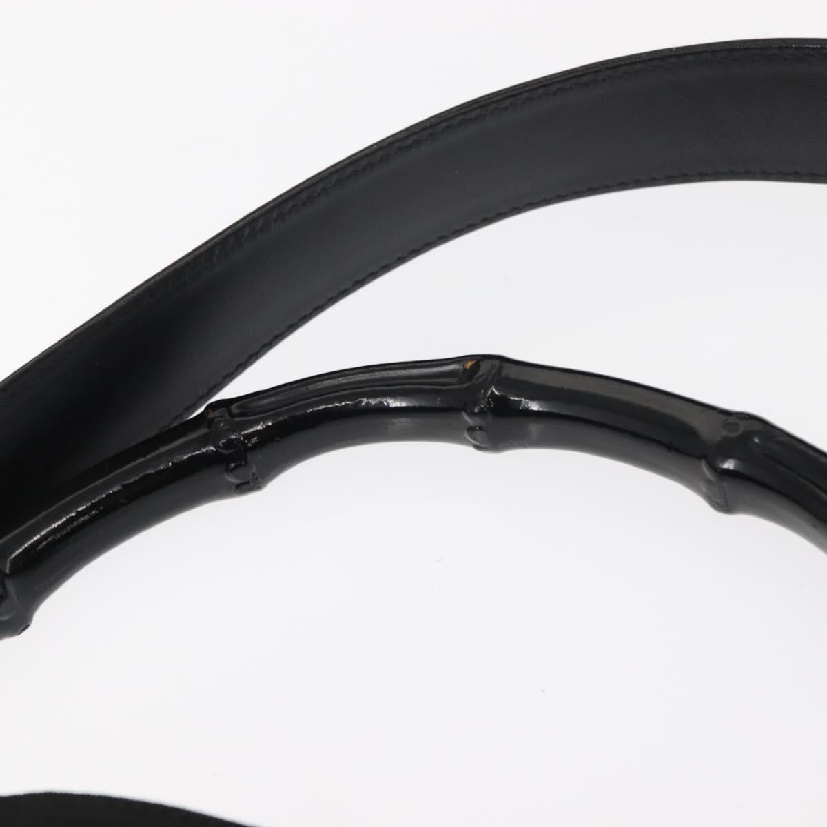 GUCCI Bamboo Shoulder Bag Nylon 2way Black Silver 001 1638 1705 Auth 148258