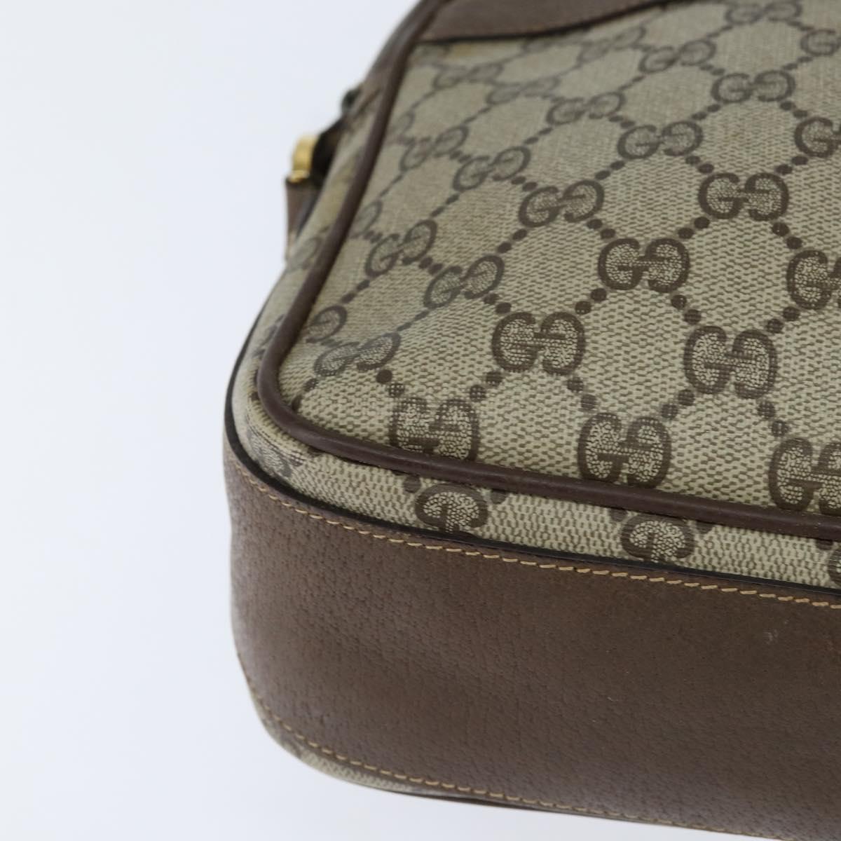 GUCCI GG Supreme Web Sherry Line Shoulder Bag PVC Beige Red Auth 148262