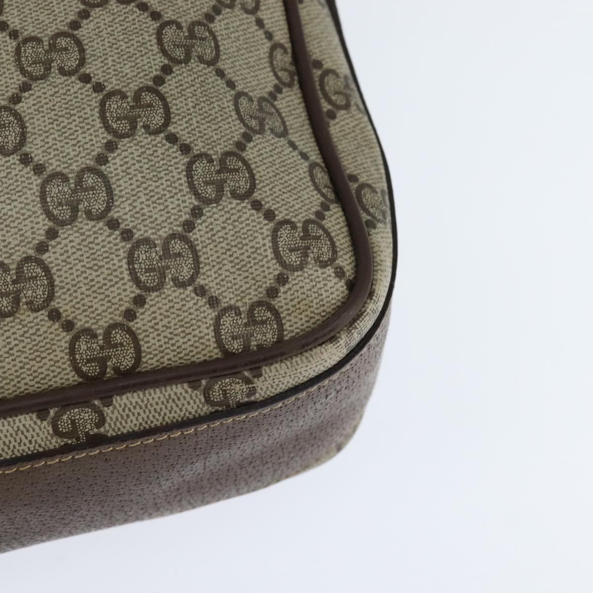 GUCCI GG Supreme Web Sherry Line Shoulder Bag PVC Beige Red Auth 148262