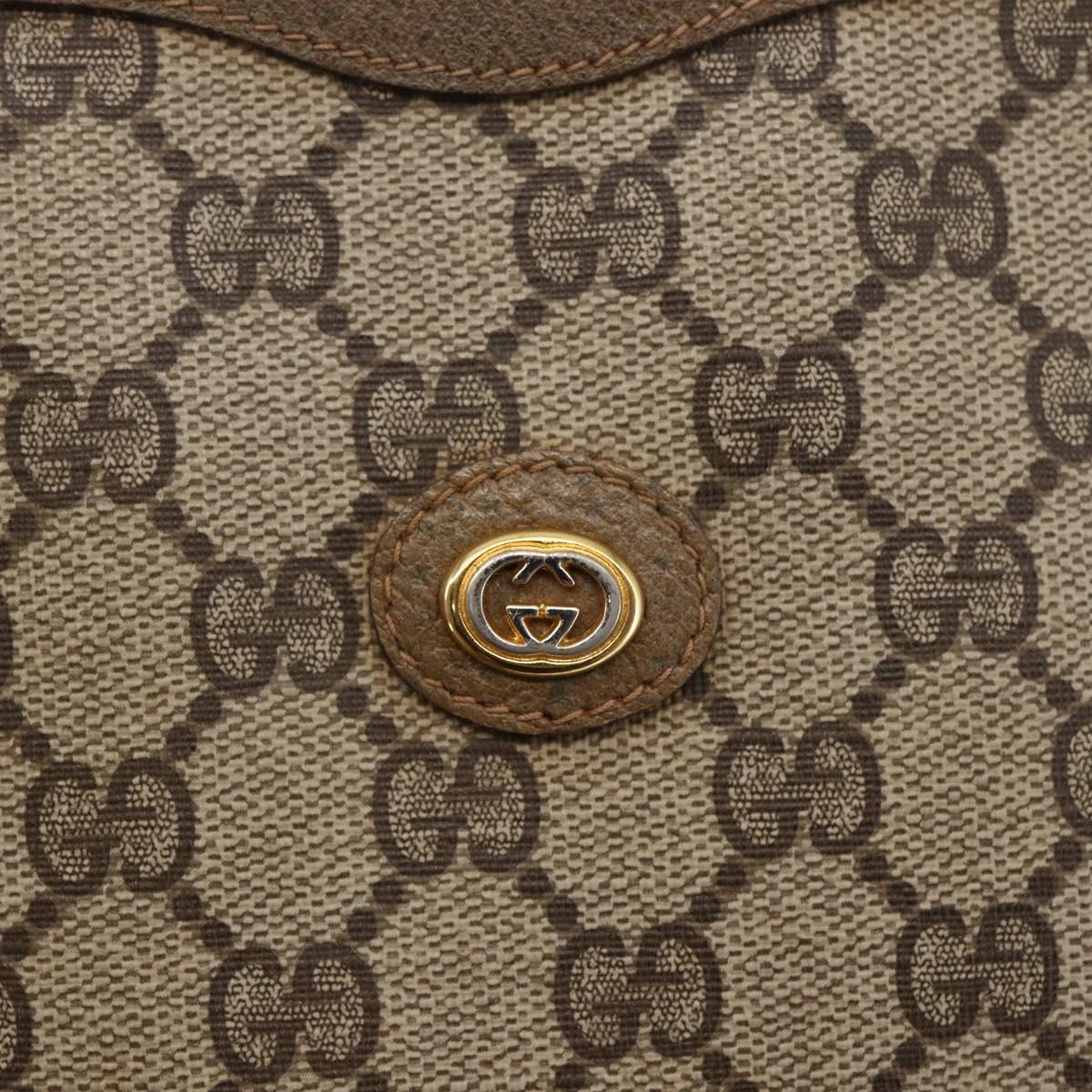 GUCCI GG Supreme Clutch Bag PVC Beige Gold 97 01 038 Auth 148263
