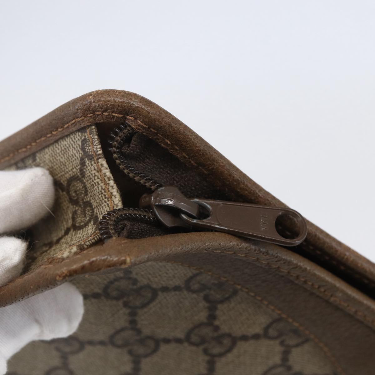 GUCCI GG Supreme Clutch Bag PVC Beige Gold 97 01 038 Auth 148263