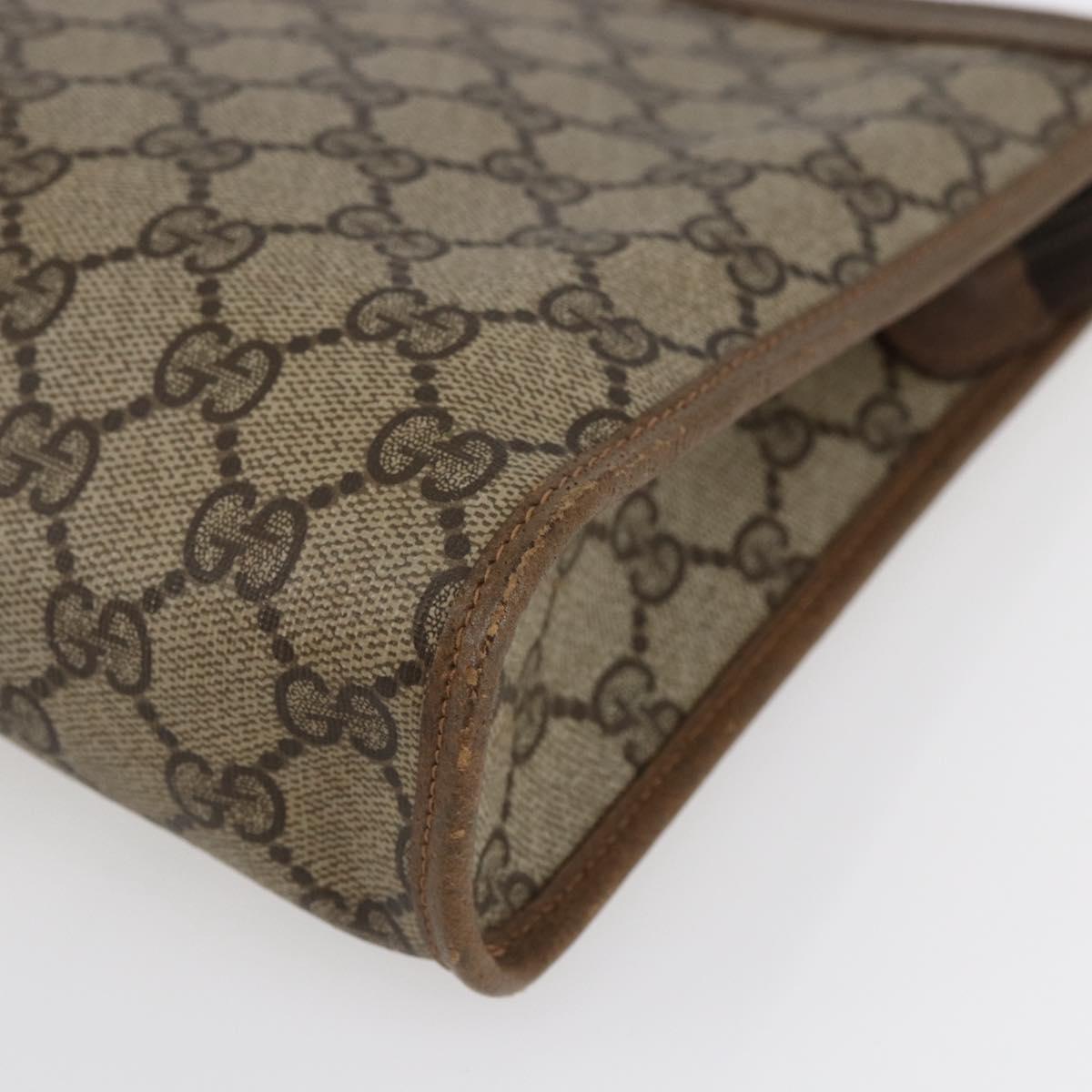 GUCCI GG Supreme Clutch Bag PVC Beige Gold 97 01 038 Auth 148263