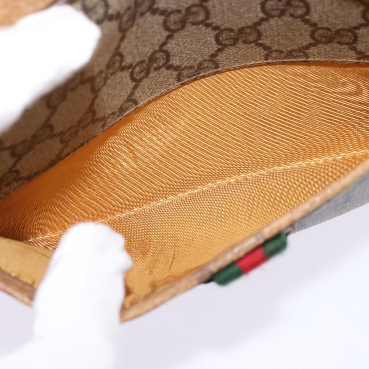 GUCCI GG Supreme Web Sherry Line Shoulder Bag PVC Beige 116 02 089 Auth 148264