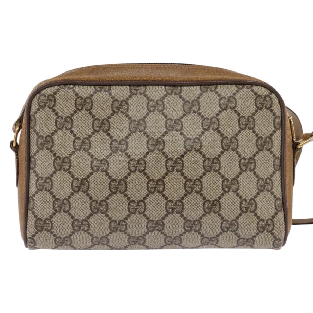GUCCI GG Supreme Web Sherry Line Shoulder Bag PVC Beige 116 02 089 Auth 148264