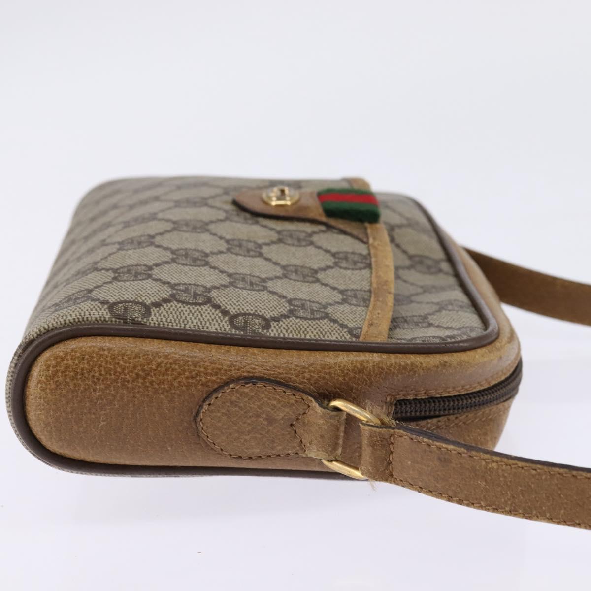 GUCCI GG Supreme Web Sherry Line Shoulder Bag PVC Beige 116 02 089 Auth 148264