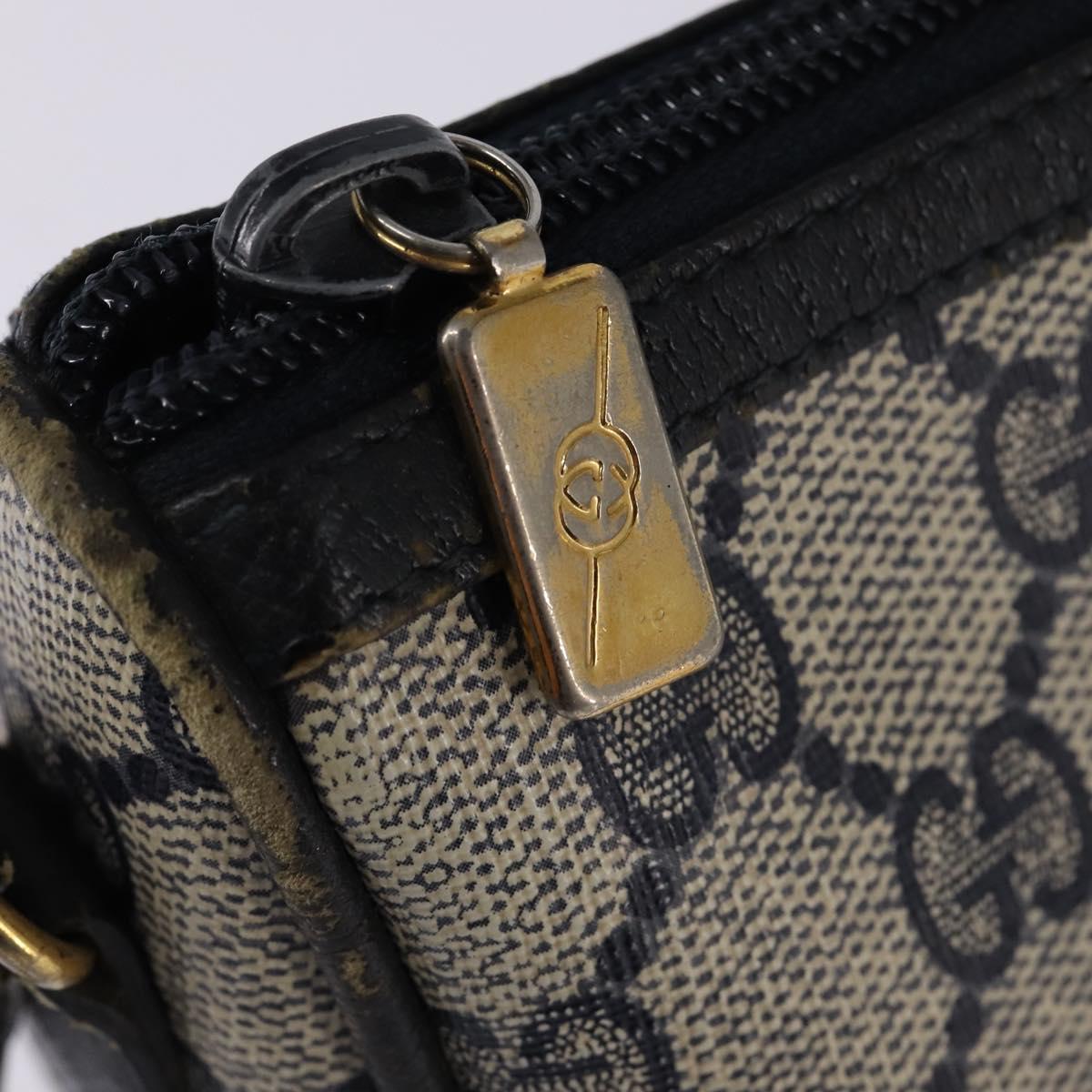 GUCCI GG Supreme Shoulder Bag PVC Navy Gold Auth 148266