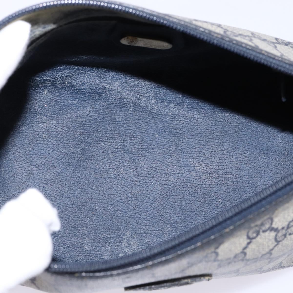 GUCCI GG Supreme Shoulder Bag PVC Navy Gold Auth 148266