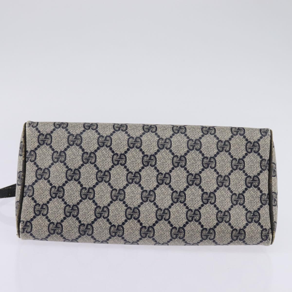 GUCCI GG Supreme Shoulder Bag PVC Navy Gold Auth 148266