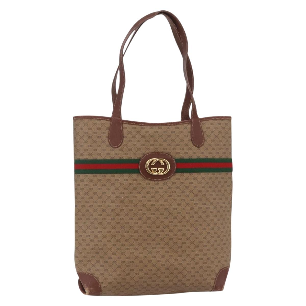GUCCI Micro GG Supreme Web Sherry Line Bag PVC Beige 002 123 0131 Auth 148270