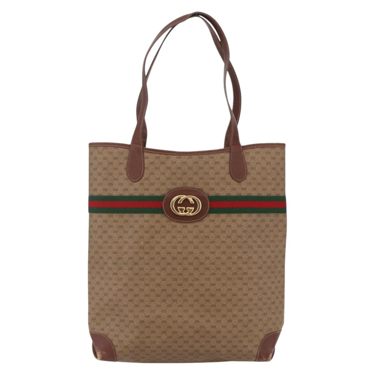 GUCCI Micro GG Supreme Web Sherry Line Bag PVC Beige 002 123 0131 Auth 148270