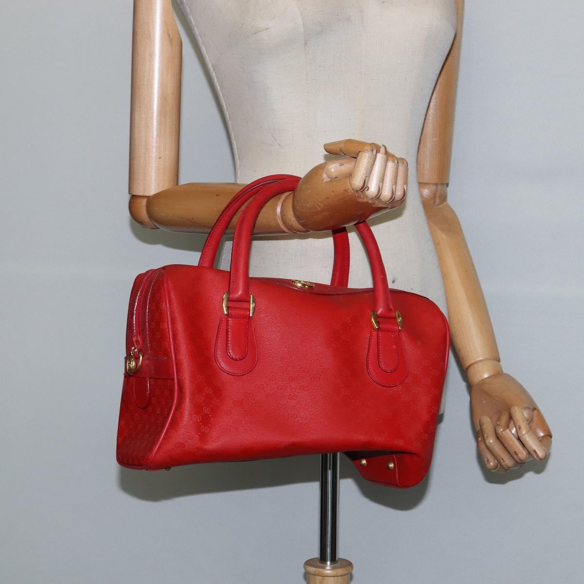 GUCCI Micro GG Canvas Boston Bag Red Gold 002 115 0165 Auth 148271