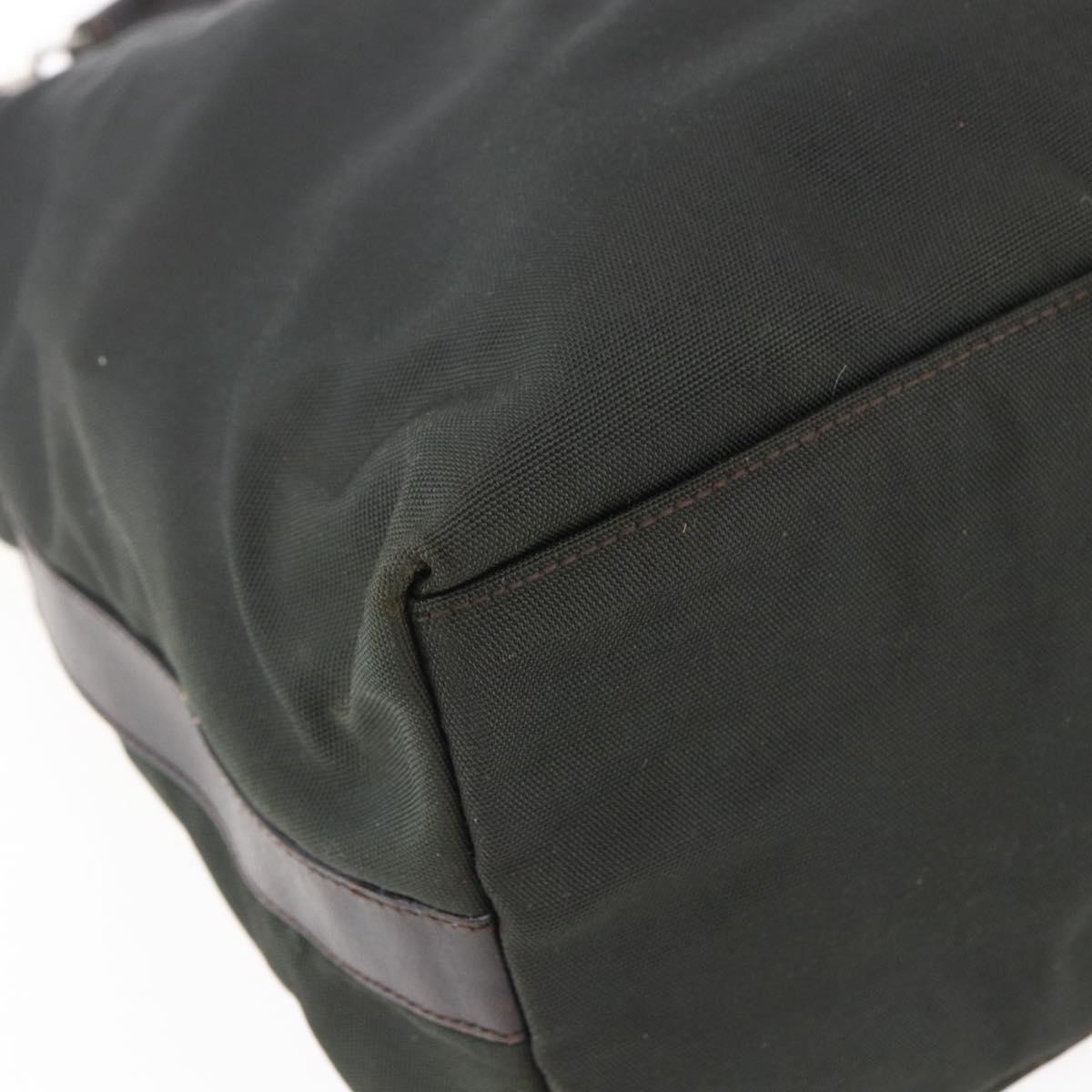 GUCCI Shoulder Bag Nylon Khaki Silver 001 1955 Auth 148272